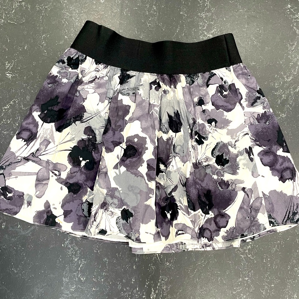 Express watercolor floral A-line skirt